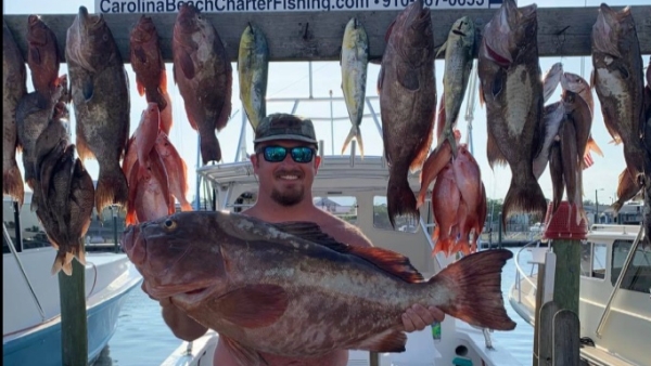 Full day offshore fishing charter catch